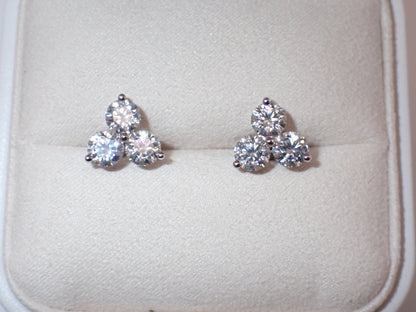 Three Stone Cluster Studs - 3.00ct Total -  Mara & Co UK