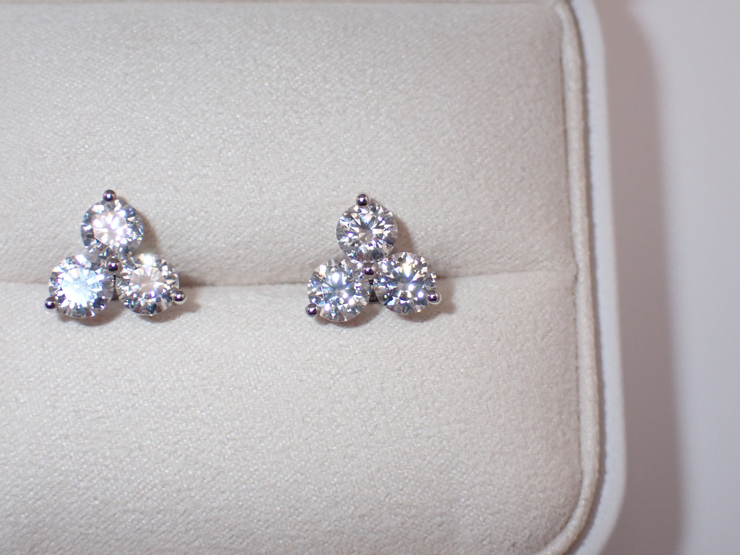 Three Stone Cluster Studs - 3.00ct Total -  Mara & Co UK