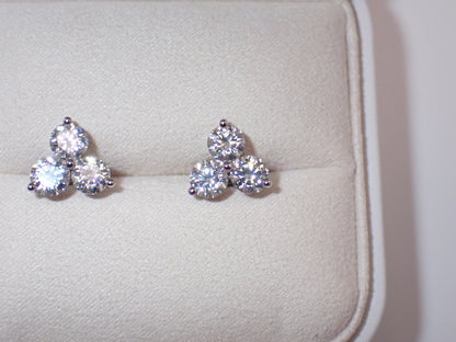 Three Stone Cluster Studs - 3.00ct Total -  Mara & Co UK