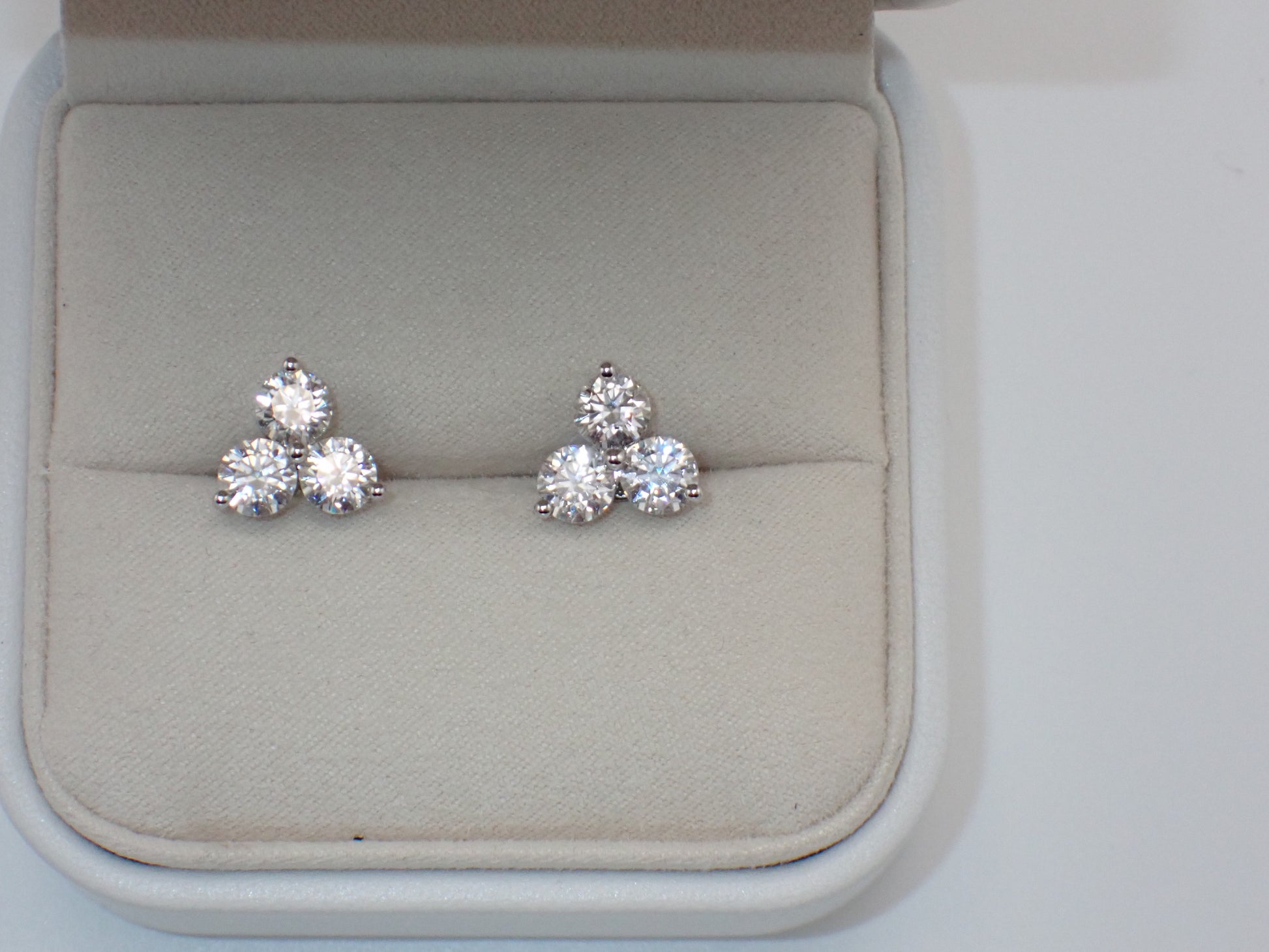 Three Stone Cluster Studs - 3.00ct Total -  Mara & Co UK