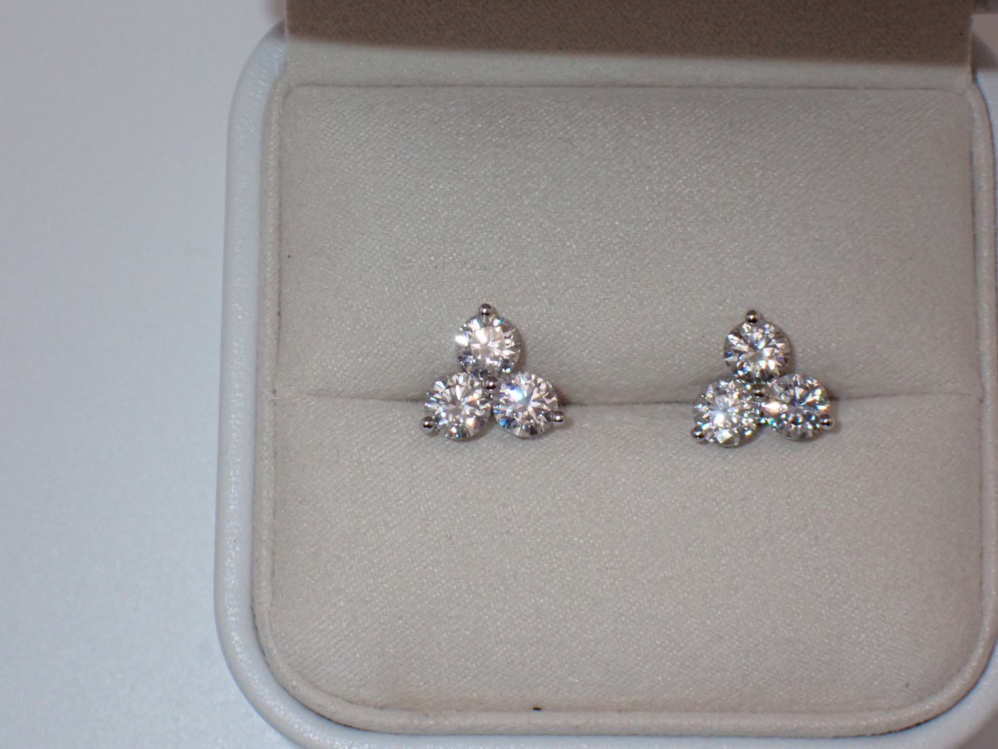 Three Stone Cluster Studs - 3.00ct Total -  Mara & Co UK