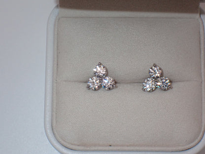 Three Stone Cluster Studs - 3.00ct Total -  Mara & Co UK