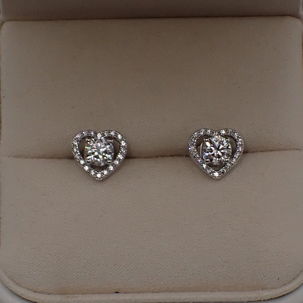 Romantic Heart-Shaped Halo Stud Earrings