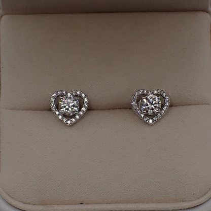 Romantic Heart-Shaped Halo Stud Earrings -  Mara & Co UK