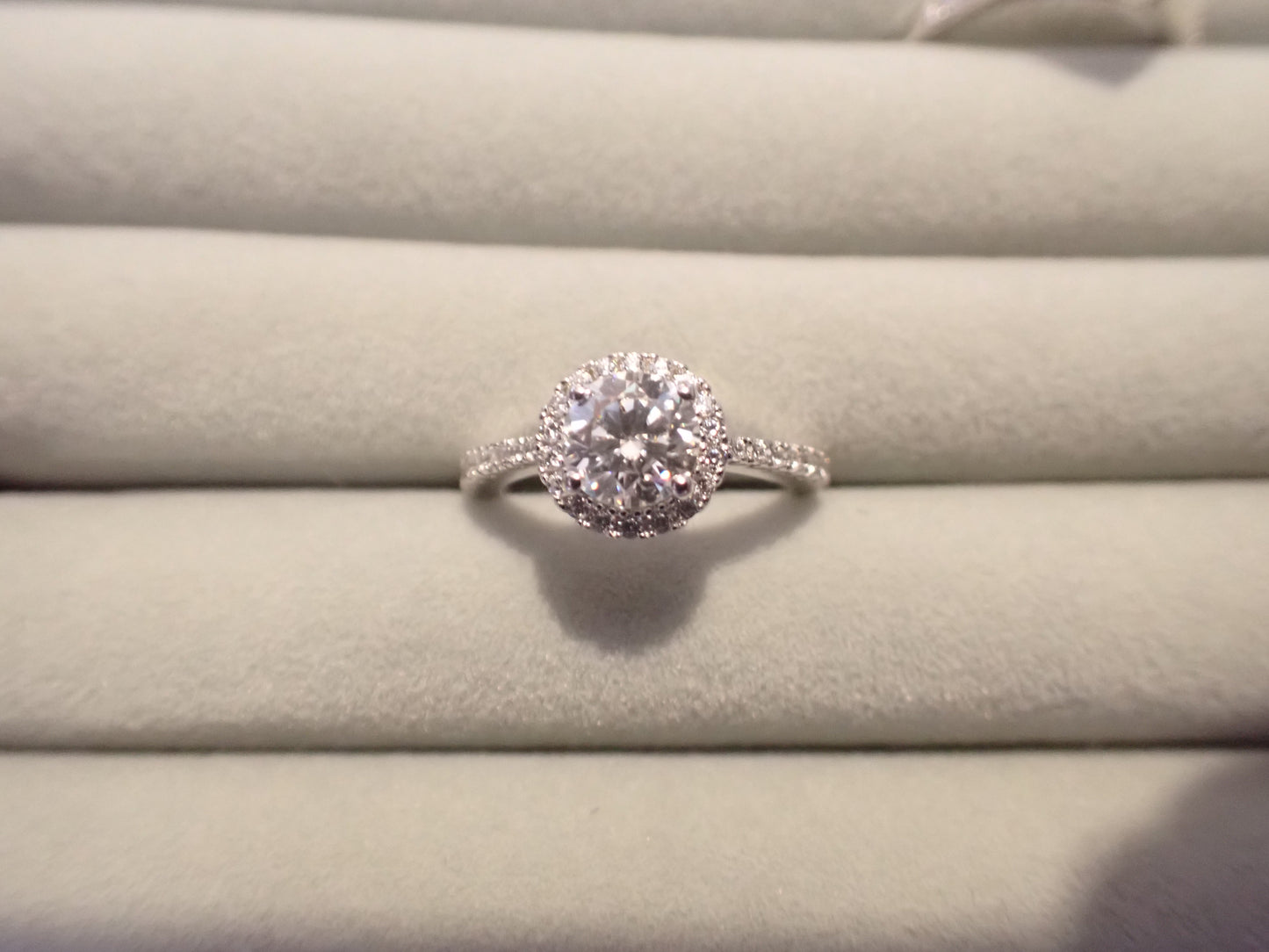 Classic Halo Moissanite Ring with Pavé Band – 1.0ct