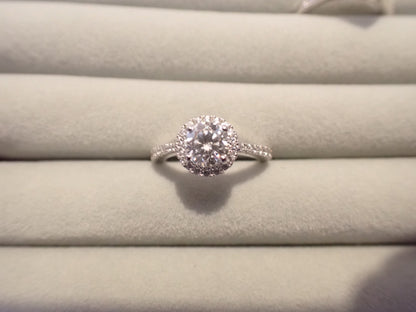 Classic Halo Moissanite Ring with Pavé Band – 1.0ct -  Mara & Co UK