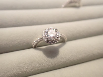 Classic Halo Moissanite Ring with Pavé Band – 1.0ct -  Mara & Co UK