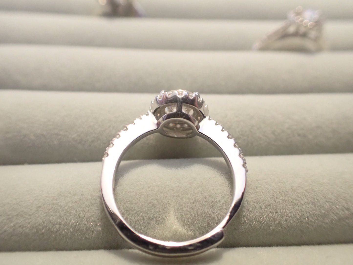 Classic Halo Moissanite Ring with Pavé Band – 1.0ct