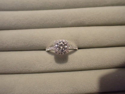 Cushion Halo Moissanite Ring with Pavé Band – 1.0ct -  Mara & Co UK