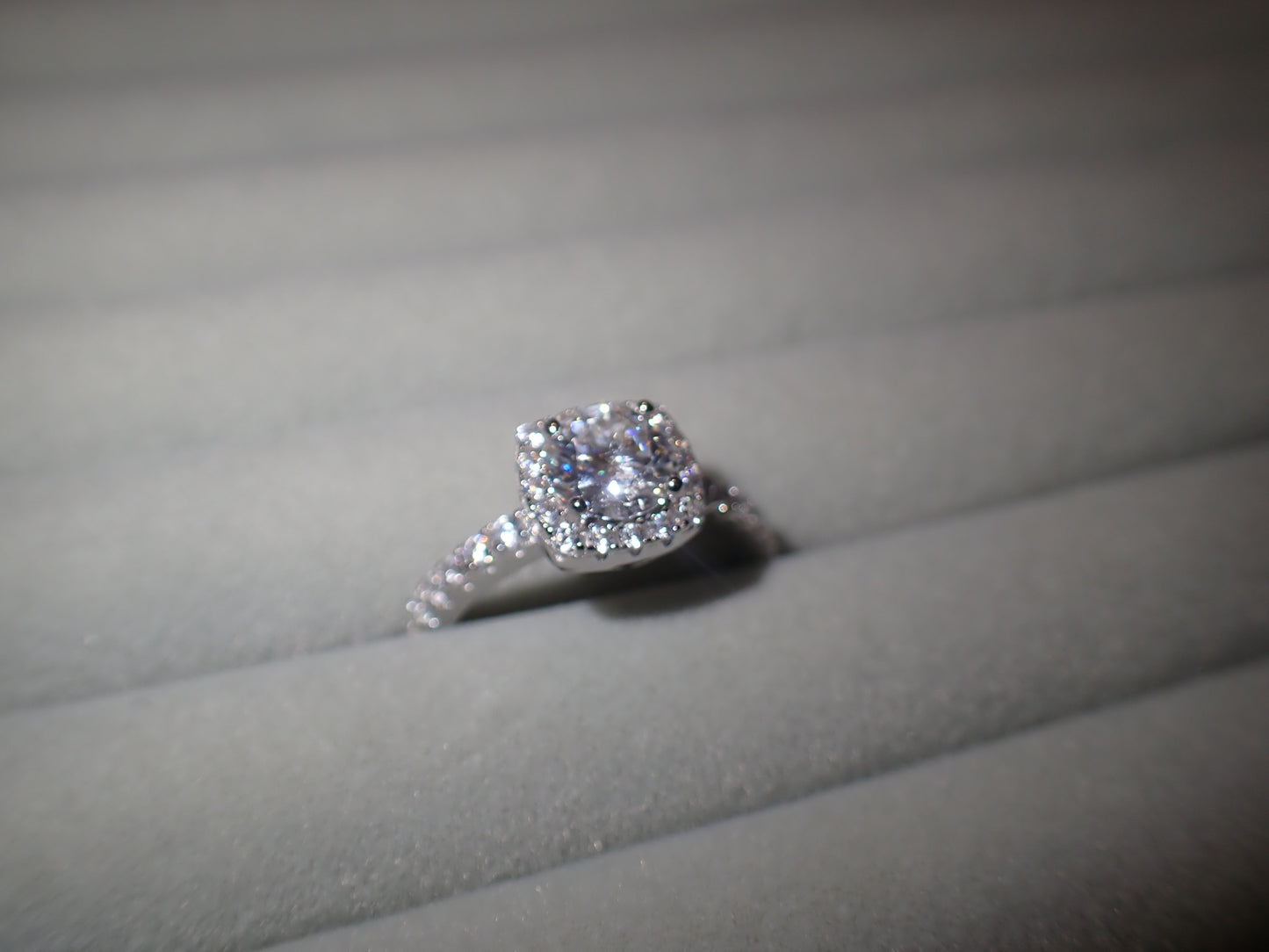 Cushion Halo Moissanite Ring with Pavé Band – 1.0ct -  Mara & Co UK