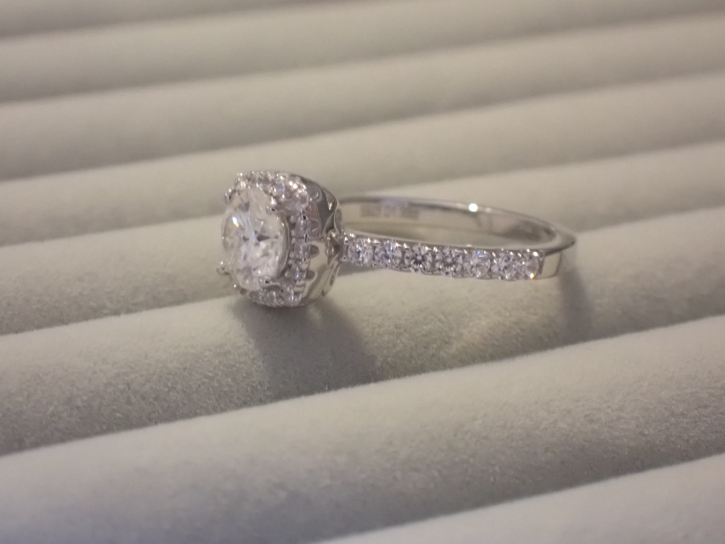 Cushion Halo Moissanite Ring with Pavé Band – 1.0ct -  Mara & Co UK