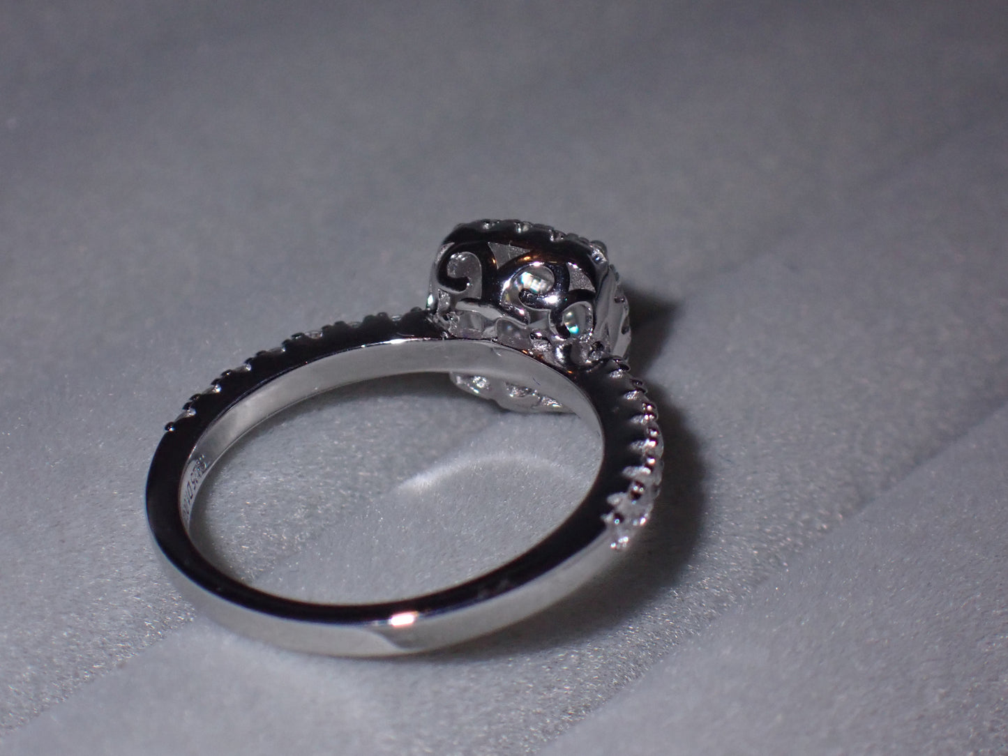 Cushion Halo Moissanite Ring with Pavé Band – 1.0ct -  Mara & Co UK