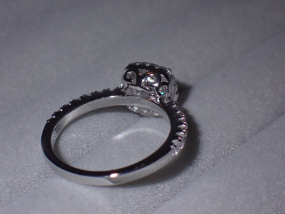 Cushion Halo Moissanite Ring with Pavé Band – 1.0ct -  Mara & Co UK