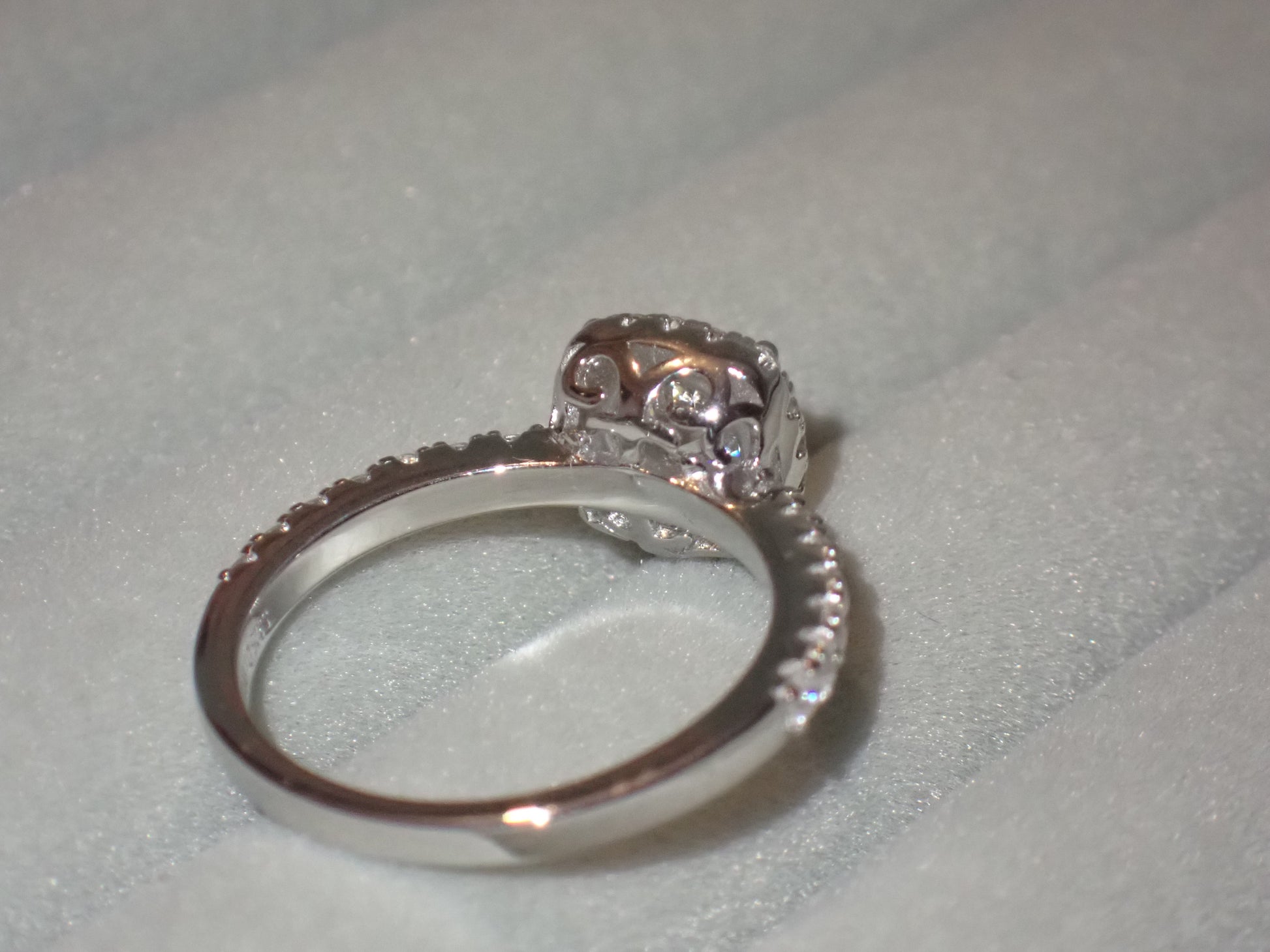 Cushion Halo Moissanite Ring with Pavé Band – 1.0ct -  Mara & Co UK