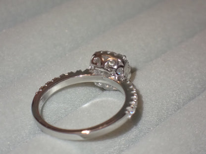 Cushion Halo Moissanite Ring with Pavé Band – 1.0ct -  Mara & Co UK