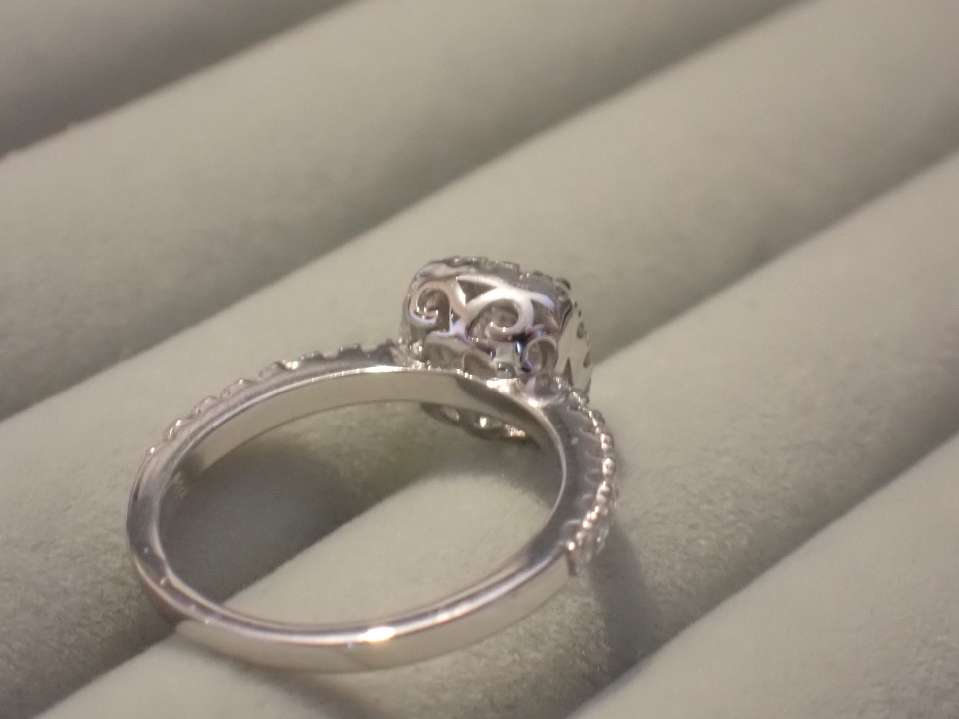 Cushion Halo Moissanite Ring with Pavé Band – 1.0ct -  Mara & Co UK