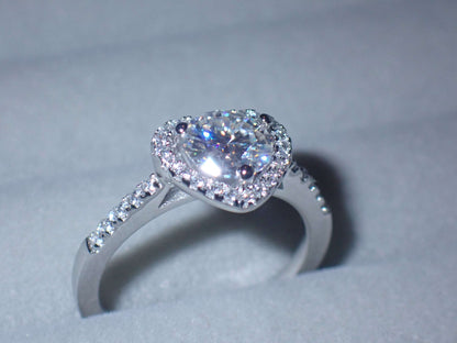 Heart Halo Moissanite Ring with Pavé Band – 1.0ct -  Mara & Co UK
