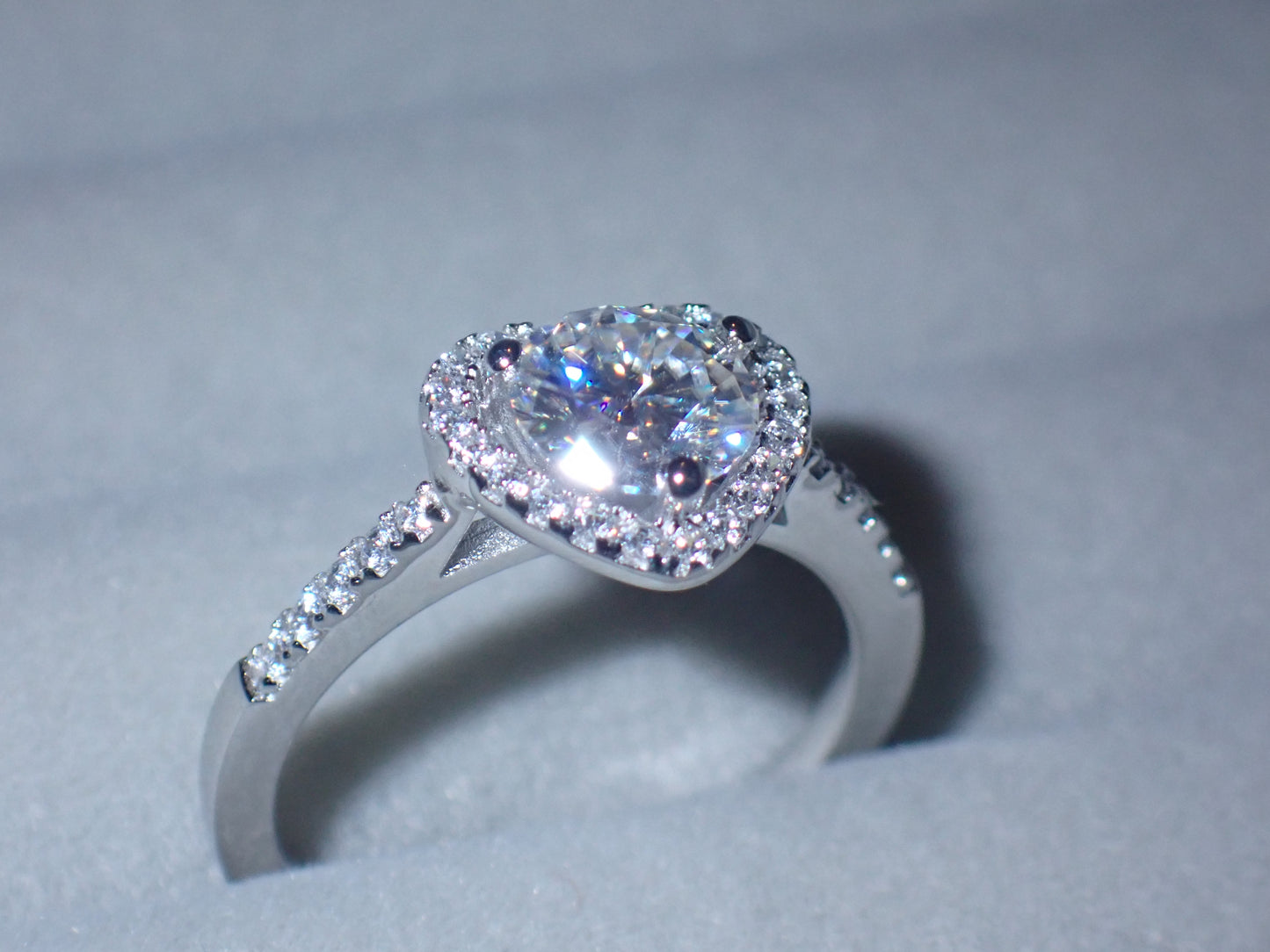 Heart Halo Moissanite Ring with Pavé Band – 1.0ct -  Mara & Co UK