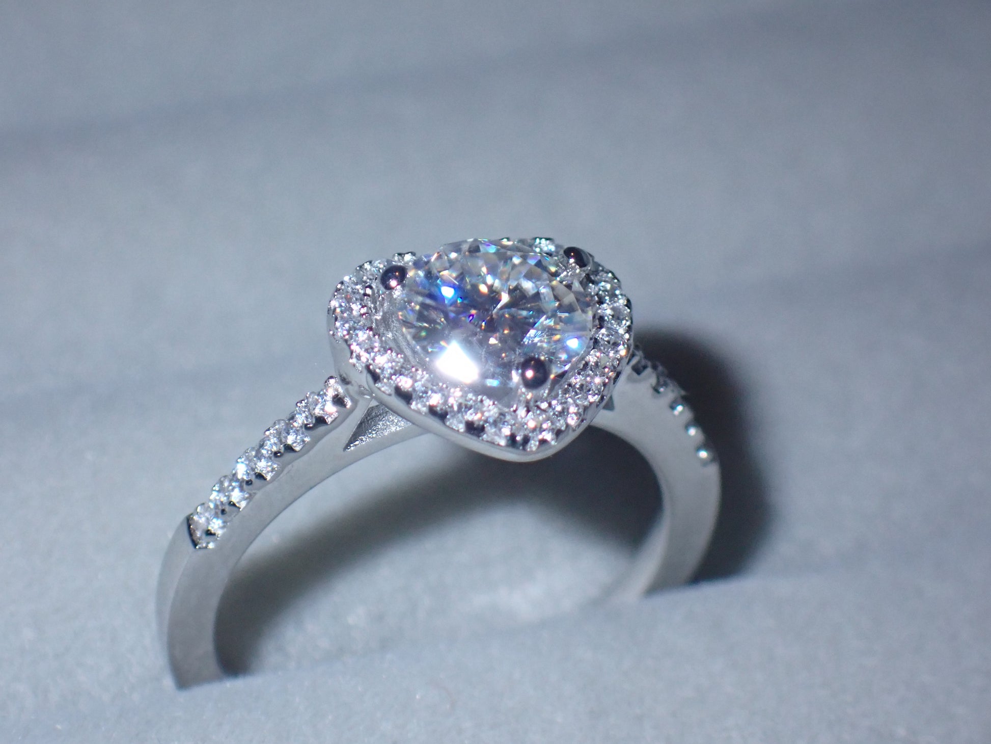 Heart Halo Moissanite Ring with Pavé Band – 1.0ct -  Mara & Co UK