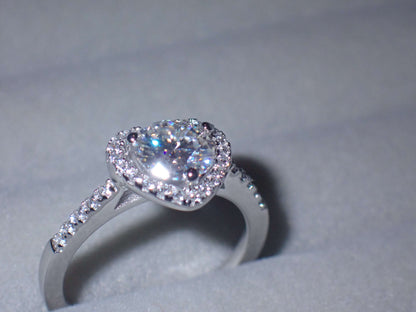 Heart Halo Moissanite Ring with Pavé Band – 1.0ct -  Mara & Co UK