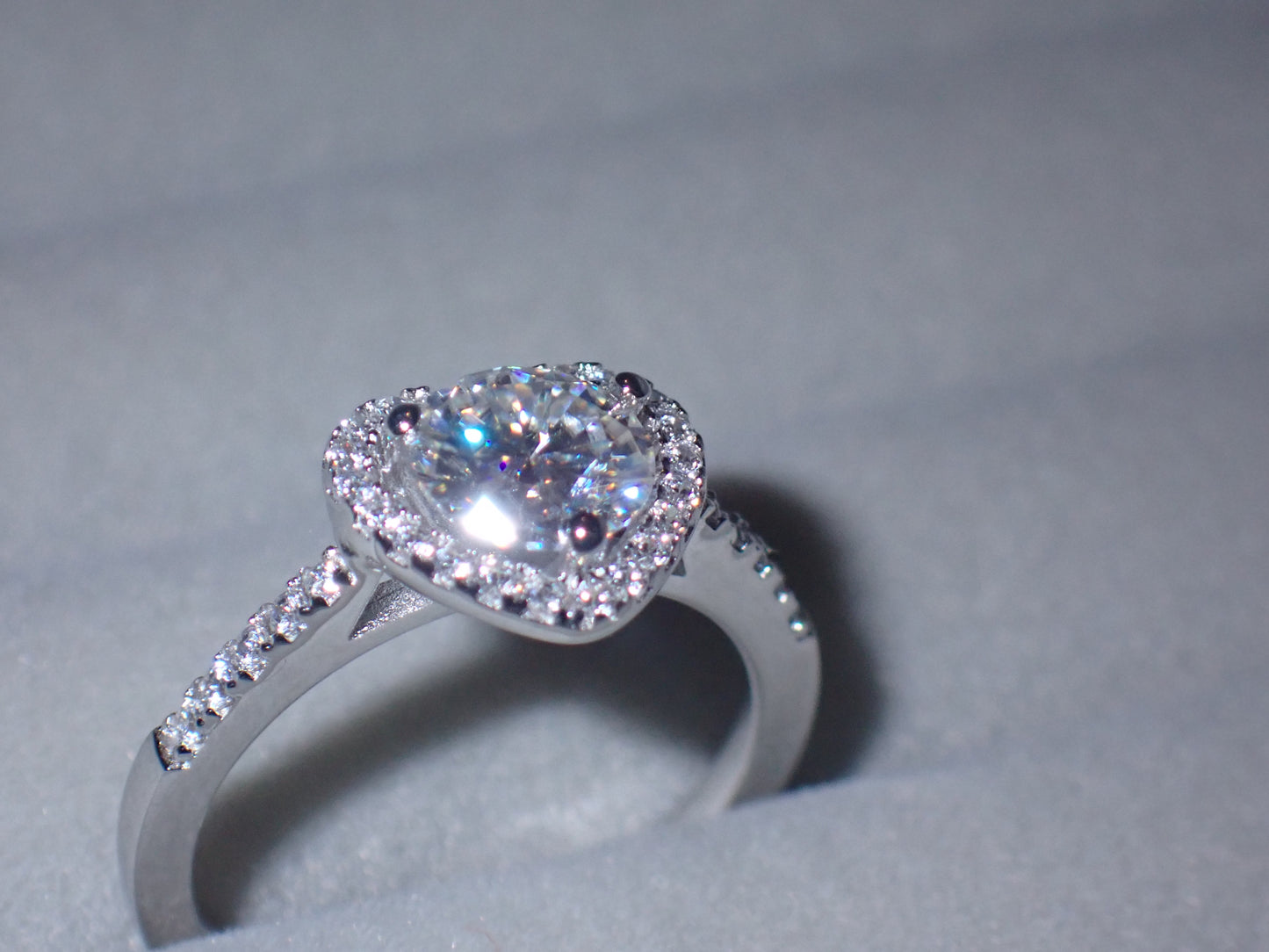 Heart Halo Moissanite Ring with Pavé Band – 1.0ct -  Mara & Co UK