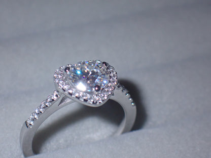 Heart Halo Moissanite Ring with Pavé Band – 1.0ct -  Mara & Co UK