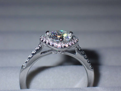 Heart Halo Moissanite Ring with Pavé Band – 1.0ct -  Mara & Co UK
