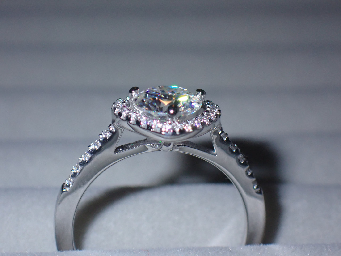 Heart Halo Moissanite Ring with Pavé Band – 1.0ct -  Mara & Co UK