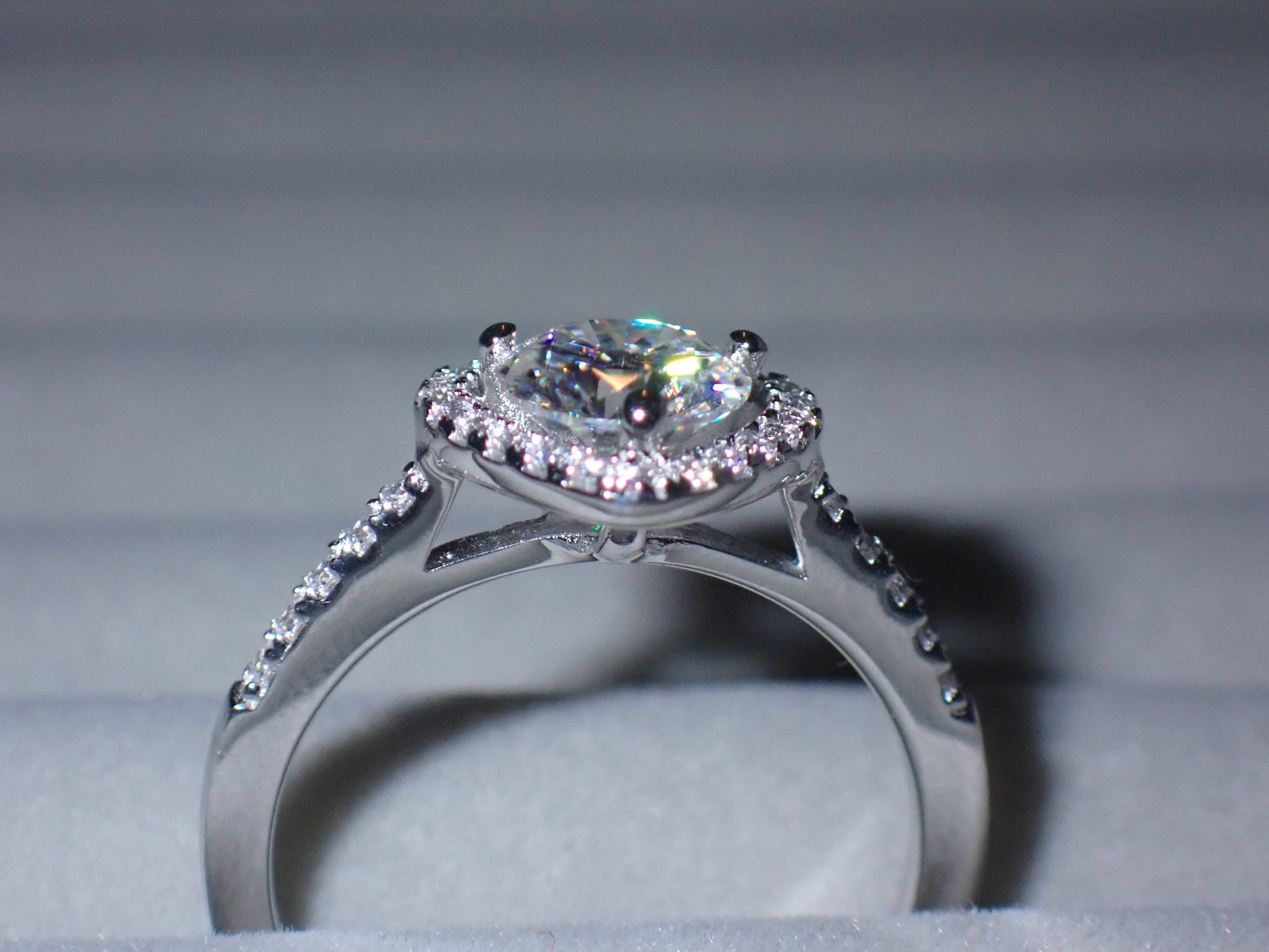 Heart Halo Moissanite Ring with Pavé Band – 1.0ct -  Mara & Co UK