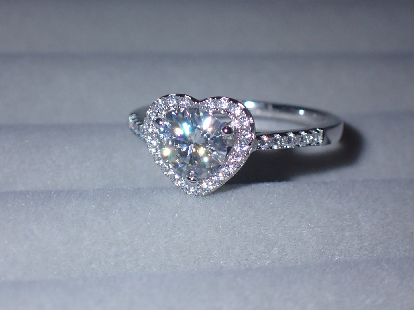 Heart Halo Moissanite Ring with Pavé Band – 1.0ct -  Mara & Co UK