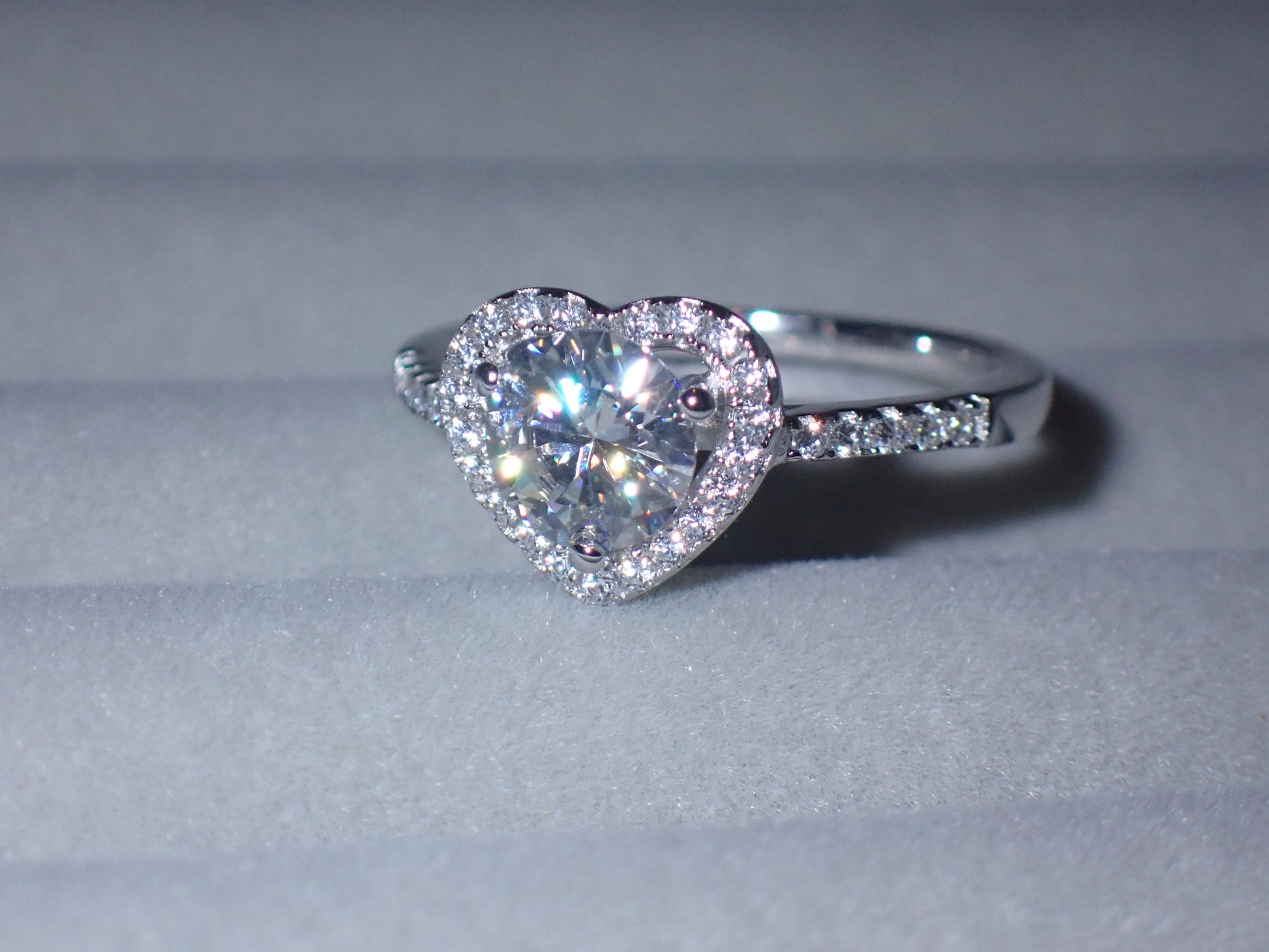 Heart Halo Moissanite Ring with Pavé Band – 1.0ct -  Mara & Co UK