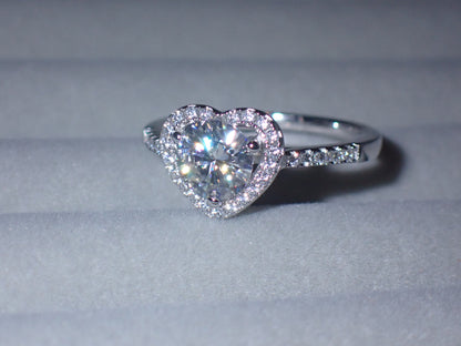Heart Halo Moissanite Ring with Pavé Band – 1.0ct -  Mara & Co UK