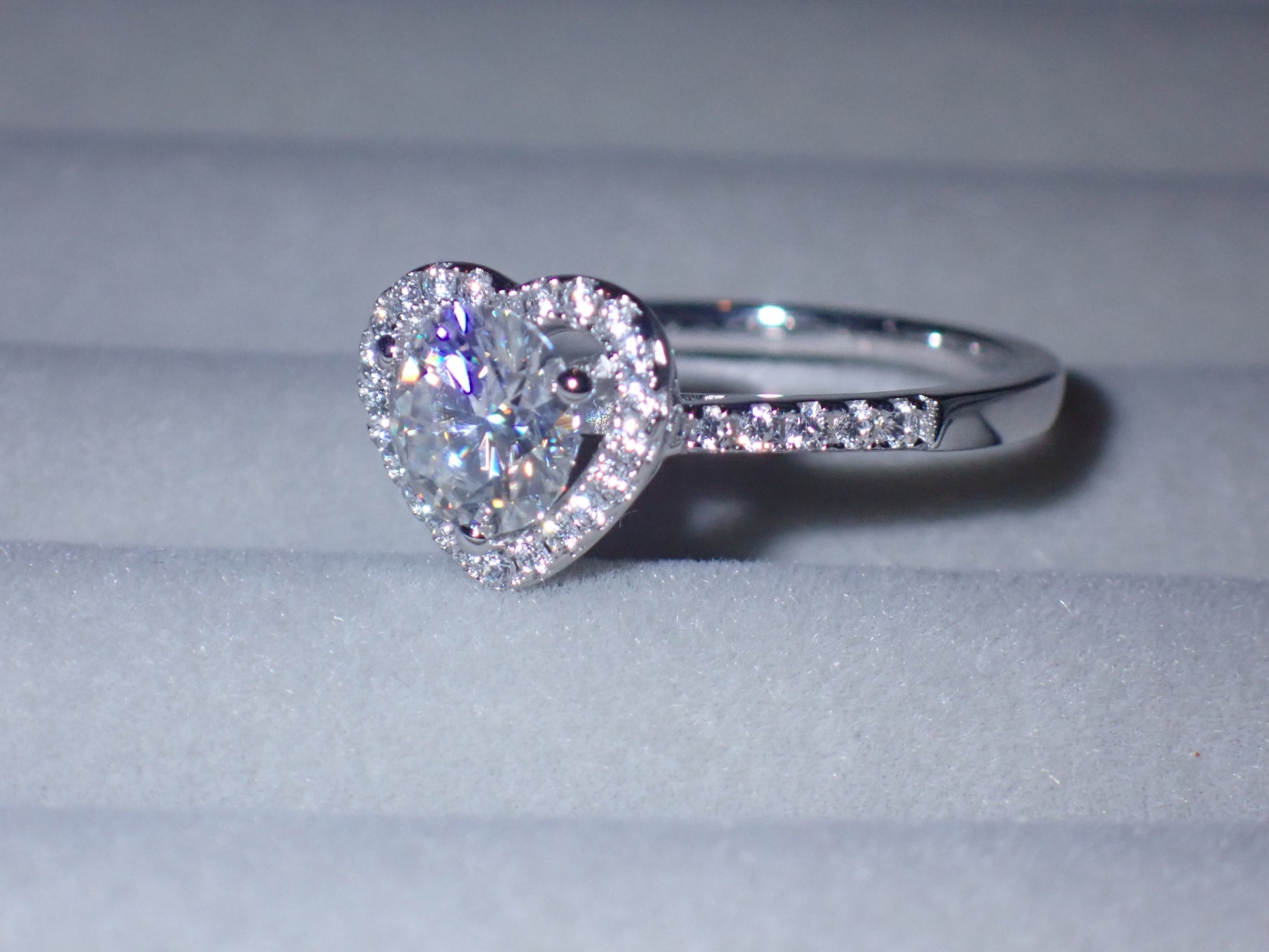 Heart Halo Moissanite Ring with Pavé Band – 1.0ct -  Mara & Co UK