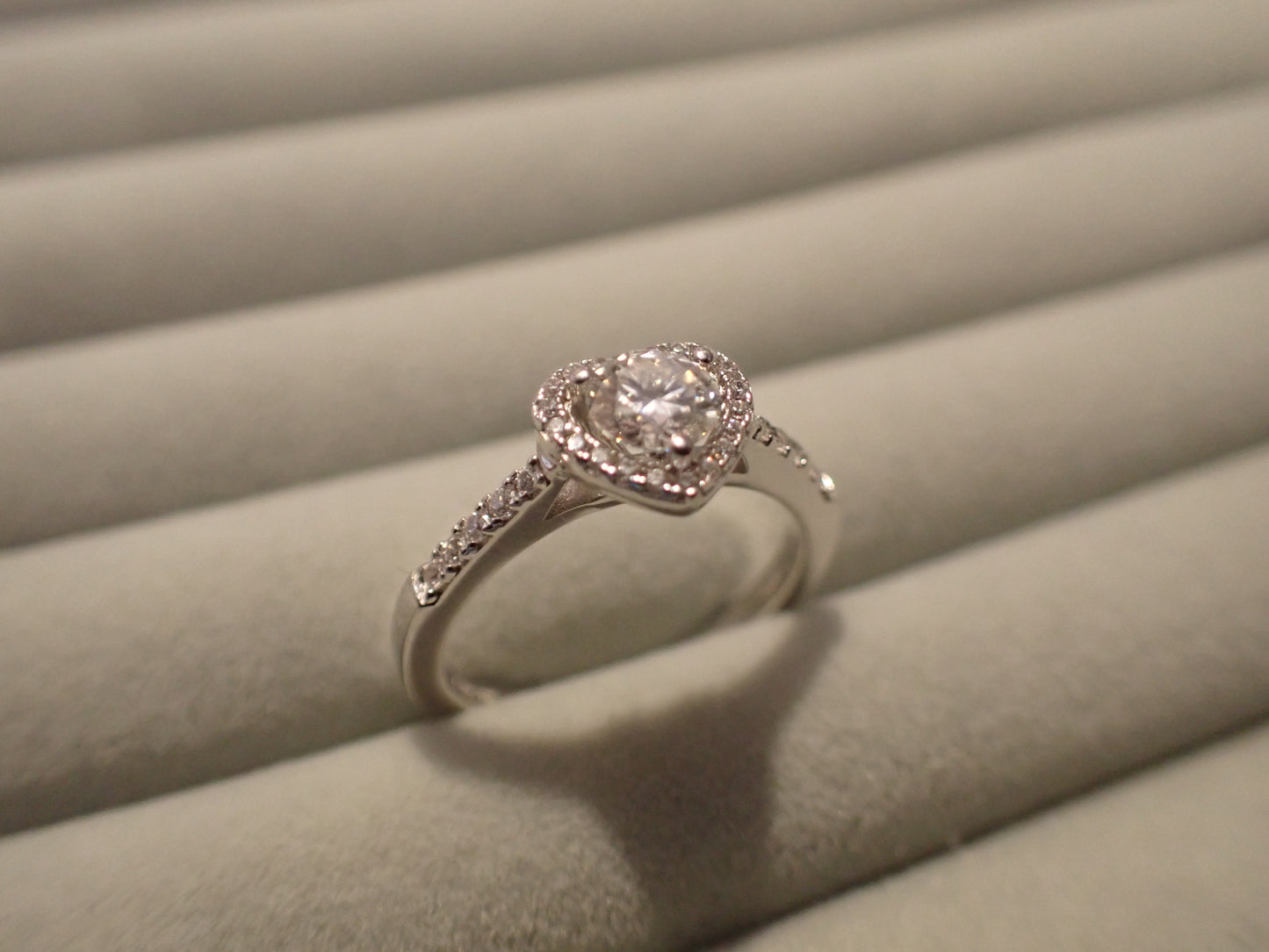 Heart Halo Moissanite Ring with Pavé Band – 0.5ct -  Mara & Co UK