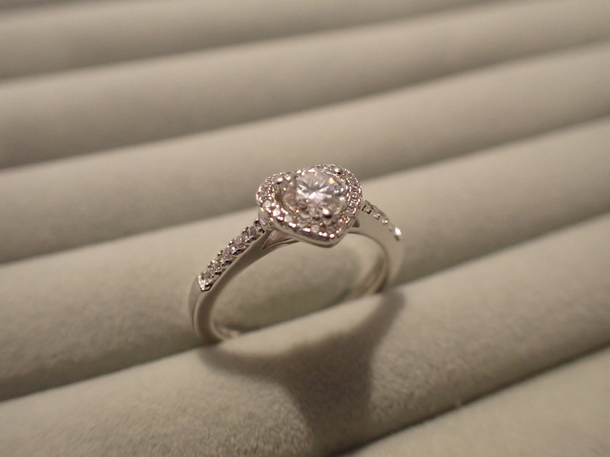 Heart Halo Moissanite Ring with Pavé Band – 0.5ct -  Mara & Co UK