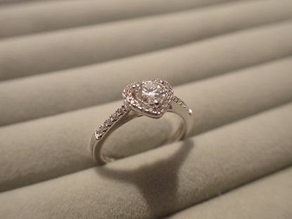 Heart Halo Moissanite Ring with Pavé Band – 0.5ct -  Mara & Co UK