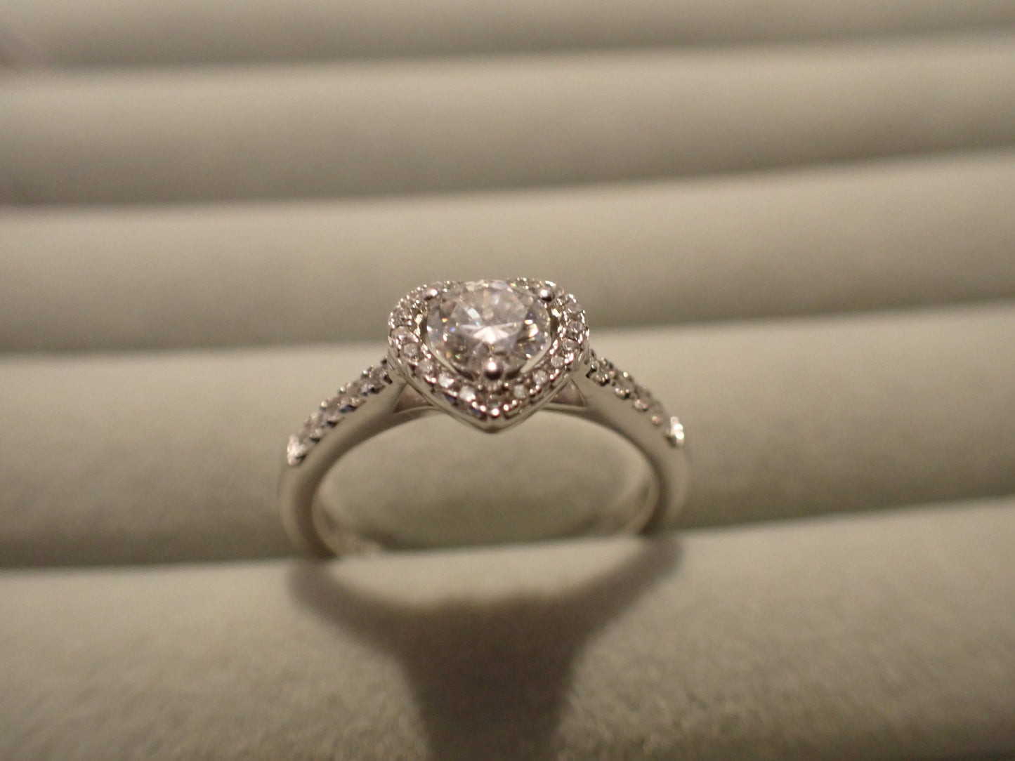 Heart Halo Moissanite Ring with Pavé Band – 0.5ct -  Mara & Co UK