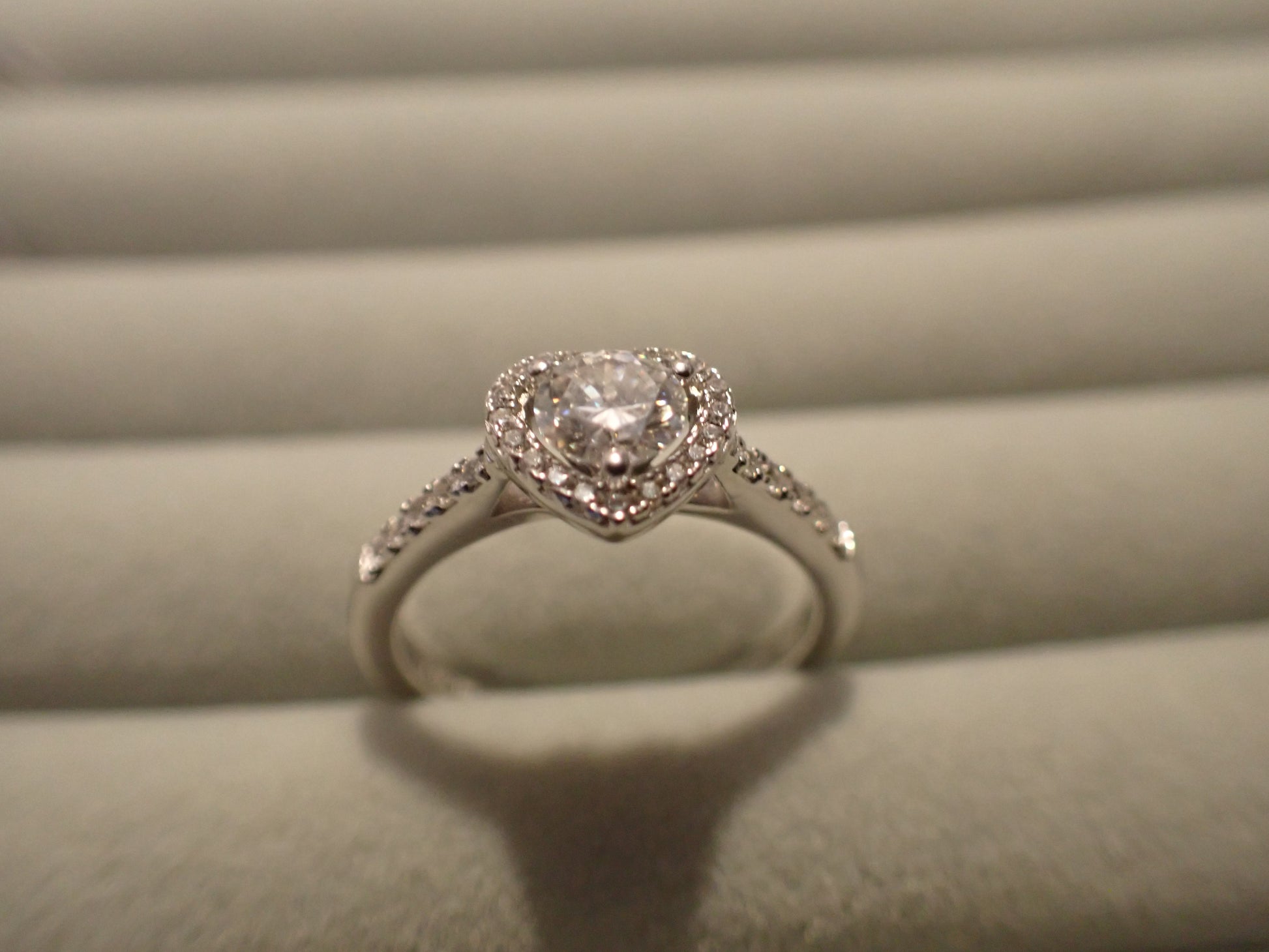 Heart Halo Moissanite Ring with Pavé Band – 0.5ct -  Mara & Co UK