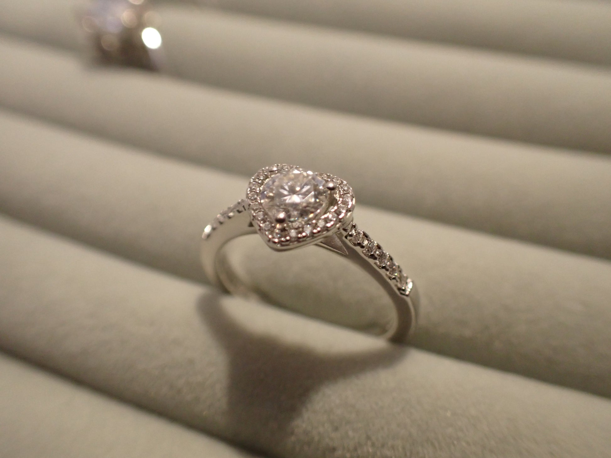 Heart Halo Moissanite Ring with Pavé Band – 0.5ct -  Mara & Co UK