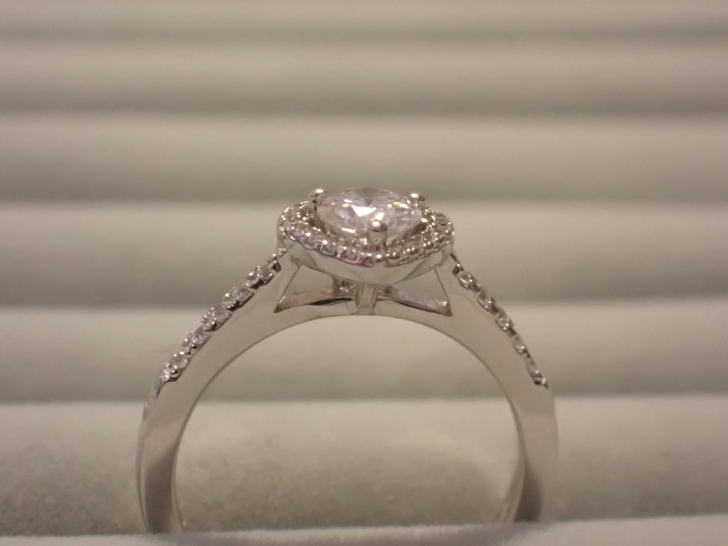 Heart Halo Moissanite Ring with Pavé Band – 0.5ct -  Mara & Co UK