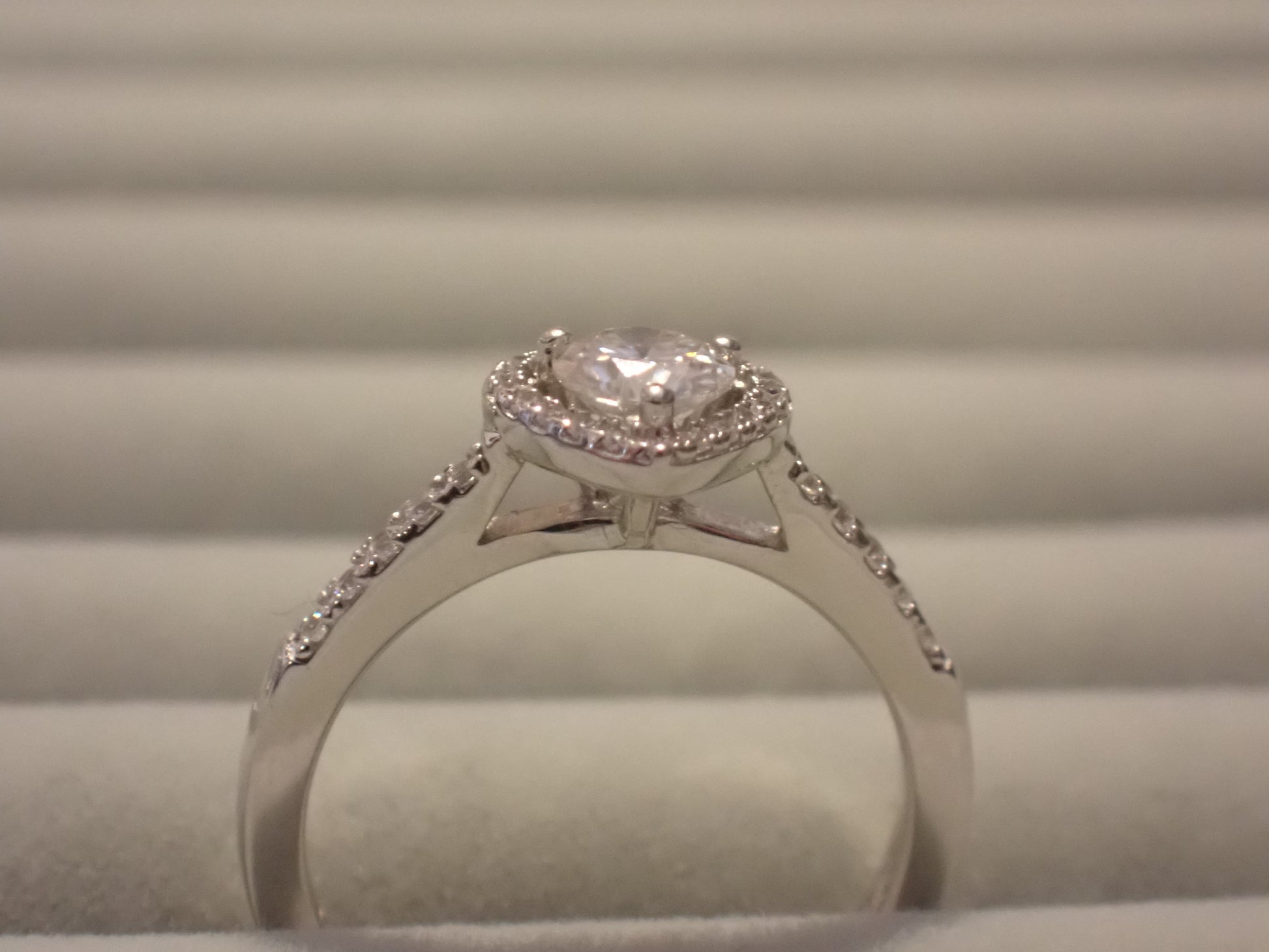 Heart Halo Moissanite Ring with Pavé Band – 0.5ct -  Mara & Co UK