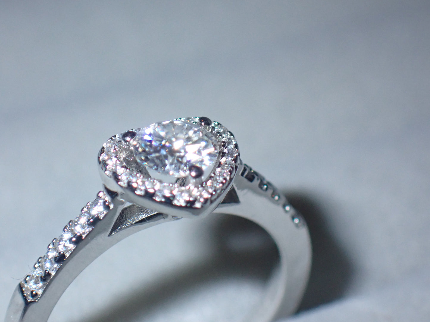 Heart Halo Moissanite Ring with Pavé Band – 0.5ct -  Mara & Co UK