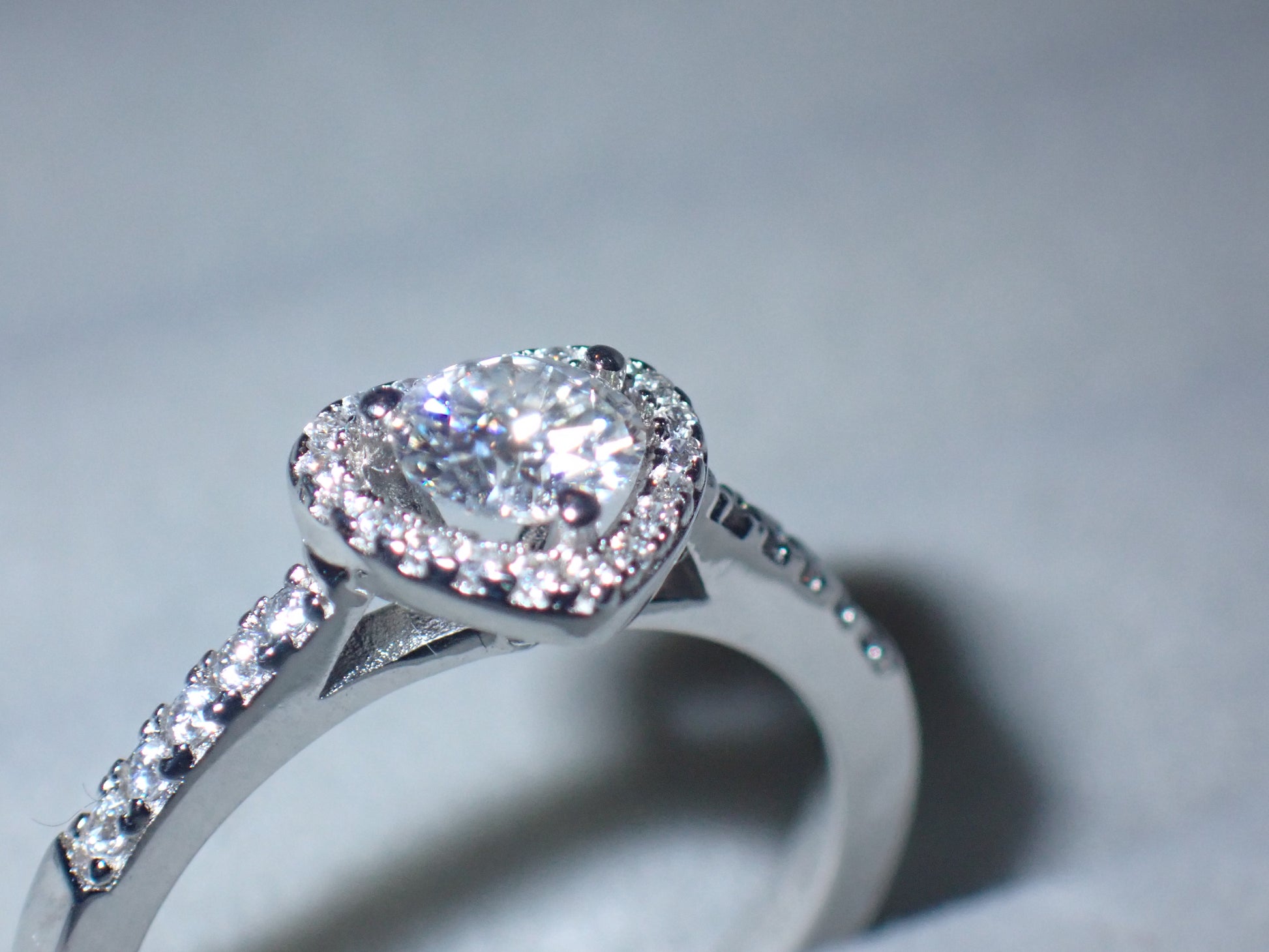 Heart Halo Moissanite Ring with Pavé Band – 0.5ct -  Mara & Co UK