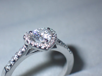 Heart Halo Moissanite Ring with Pavé Band – 0.5ct -  Mara & Co UK