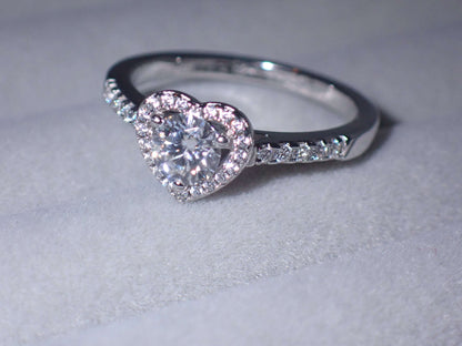 Heart Halo Moissanite Ring with Pavé Band – 0.5ct -  Mara & Co UK