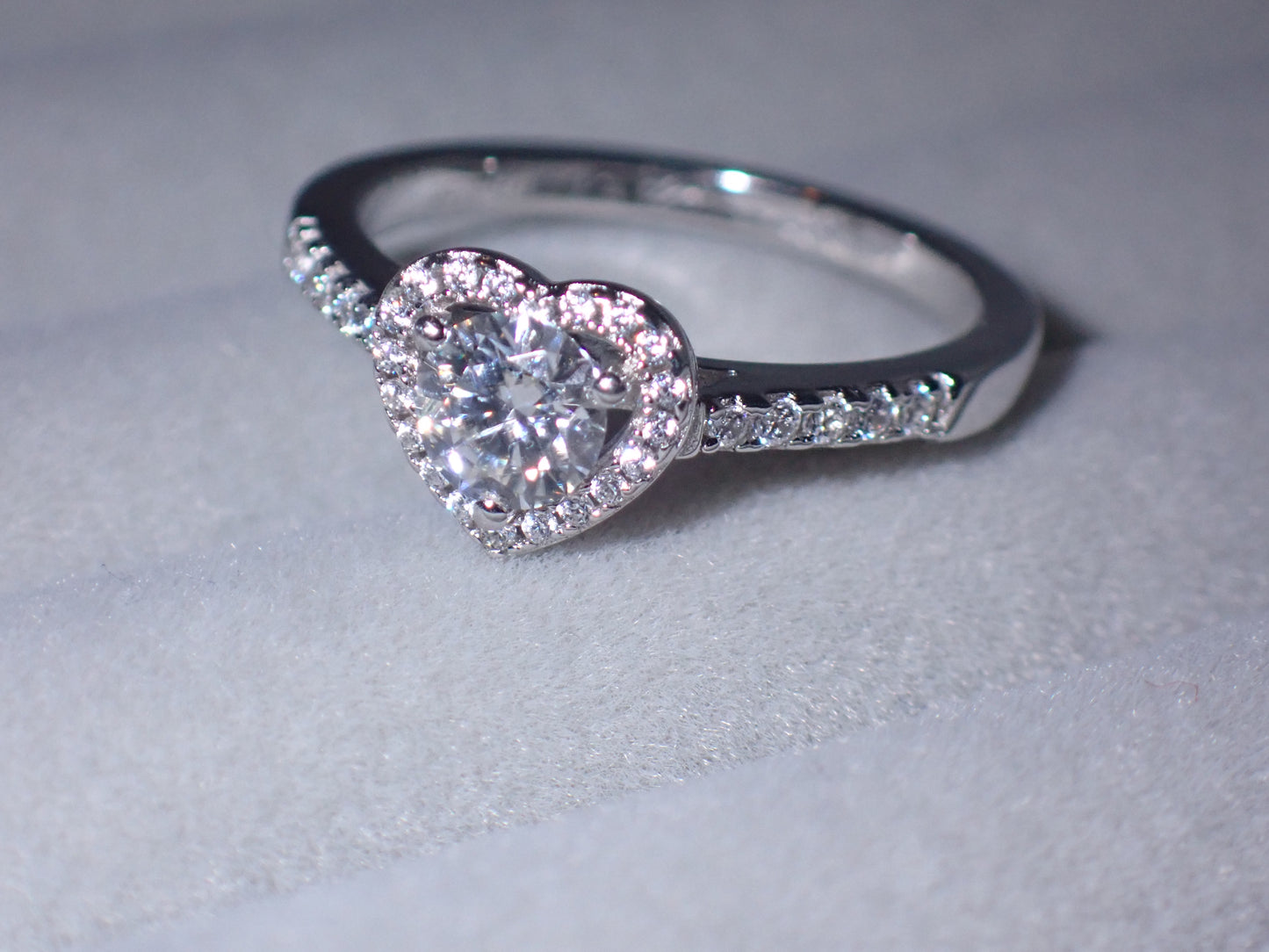 Heart Halo Moissanite Ring with Pavé Band – 0.5ct -  Mara & Co UK