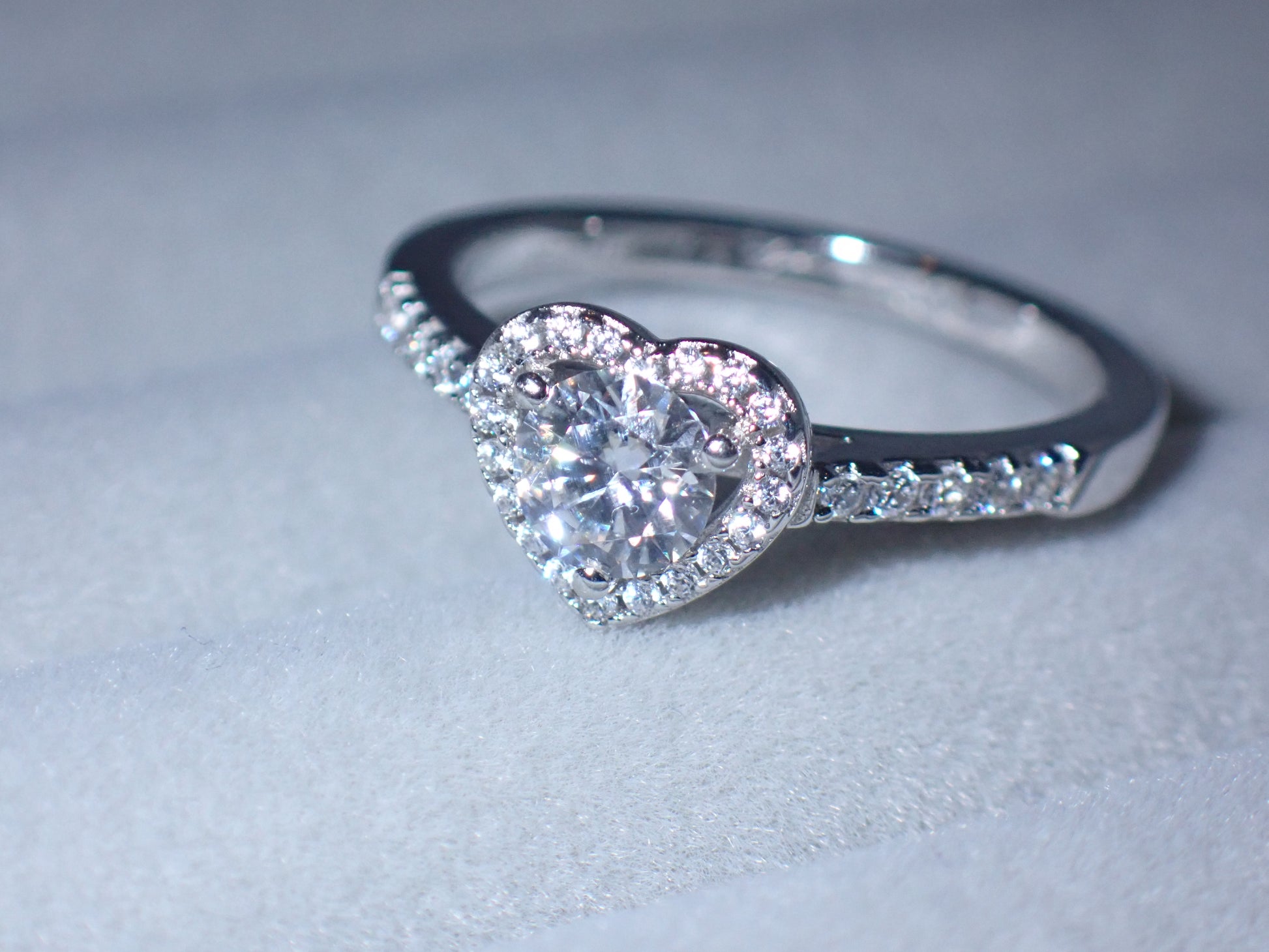 Heart Halo Moissanite Ring with Pavé Band – 0.5ct -  Mara & Co UK