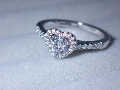 Heart Halo Moissanite Ring with Pavé Band – 0.5ct -  Mara & Co UK