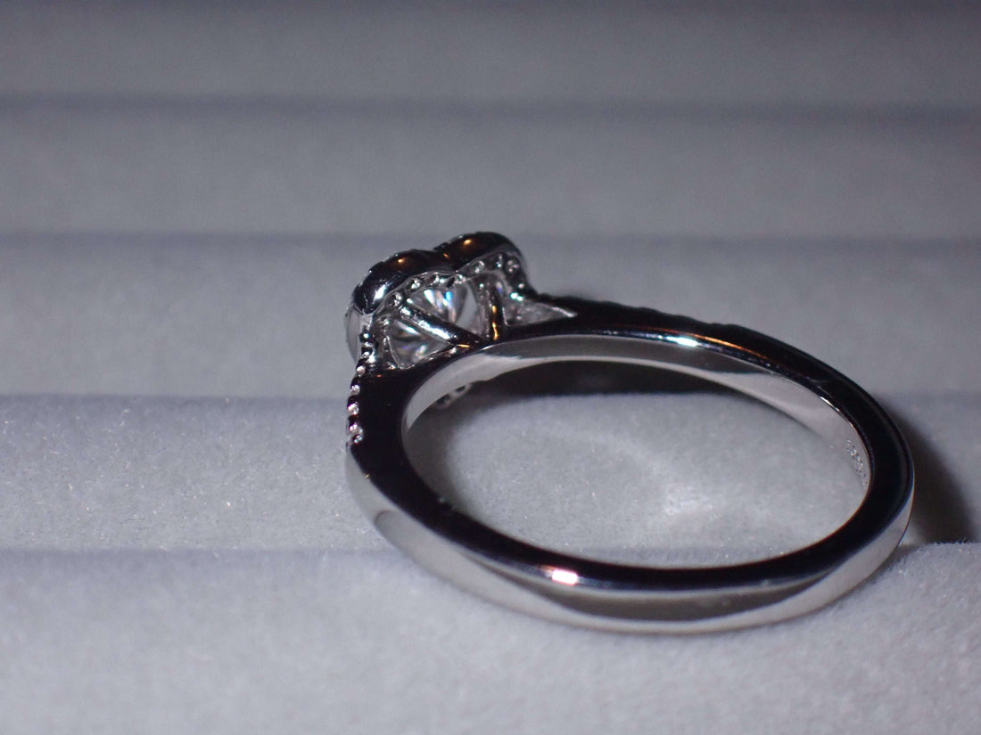 Heart Halo Moissanite Ring with Pavé Band – 0.5ct -  Mara & Co UK