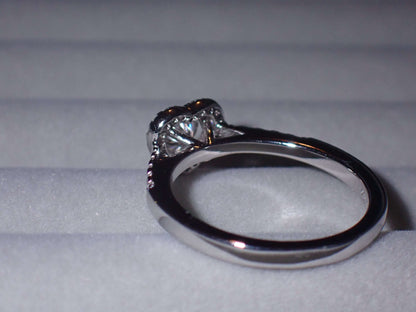 Heart Halo Moissanite Ring with Pavé Band – 0.5ct -  Mara & Co UK